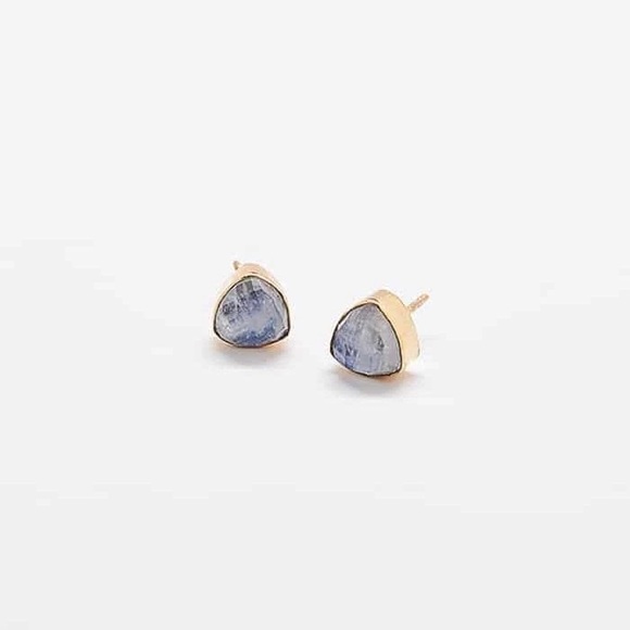 Labradorite Triangle Stud Earrings by Admiral Row - Picture 3 of 3